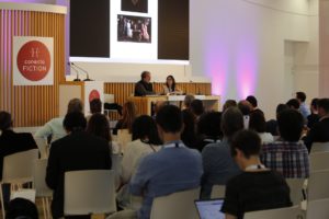 ponencia en el evento conecta fiction, en Santiago