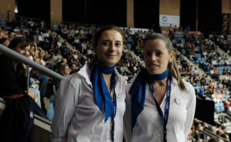 Azafatas de Trevisani en un partido del Monbus Obradoiro en Sar. Fotógrafo Xaime Cortizo