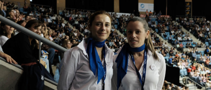 Azafatas de Trevisani en un partido del Monbus Obradoiro en Sar. Fotógrafo Xaime Cortizo